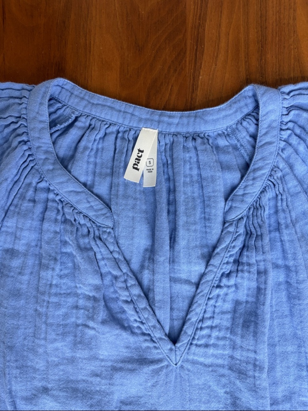 PACT Coastal Throw-and-Go Dress Double Gauze Cotton Periwinkle Size Small - Picture 5 of 7